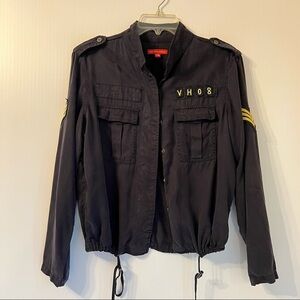 Saks Fifth Avenue Women's Utility Jacket Coat Navy Blue with Pockets Size XSm